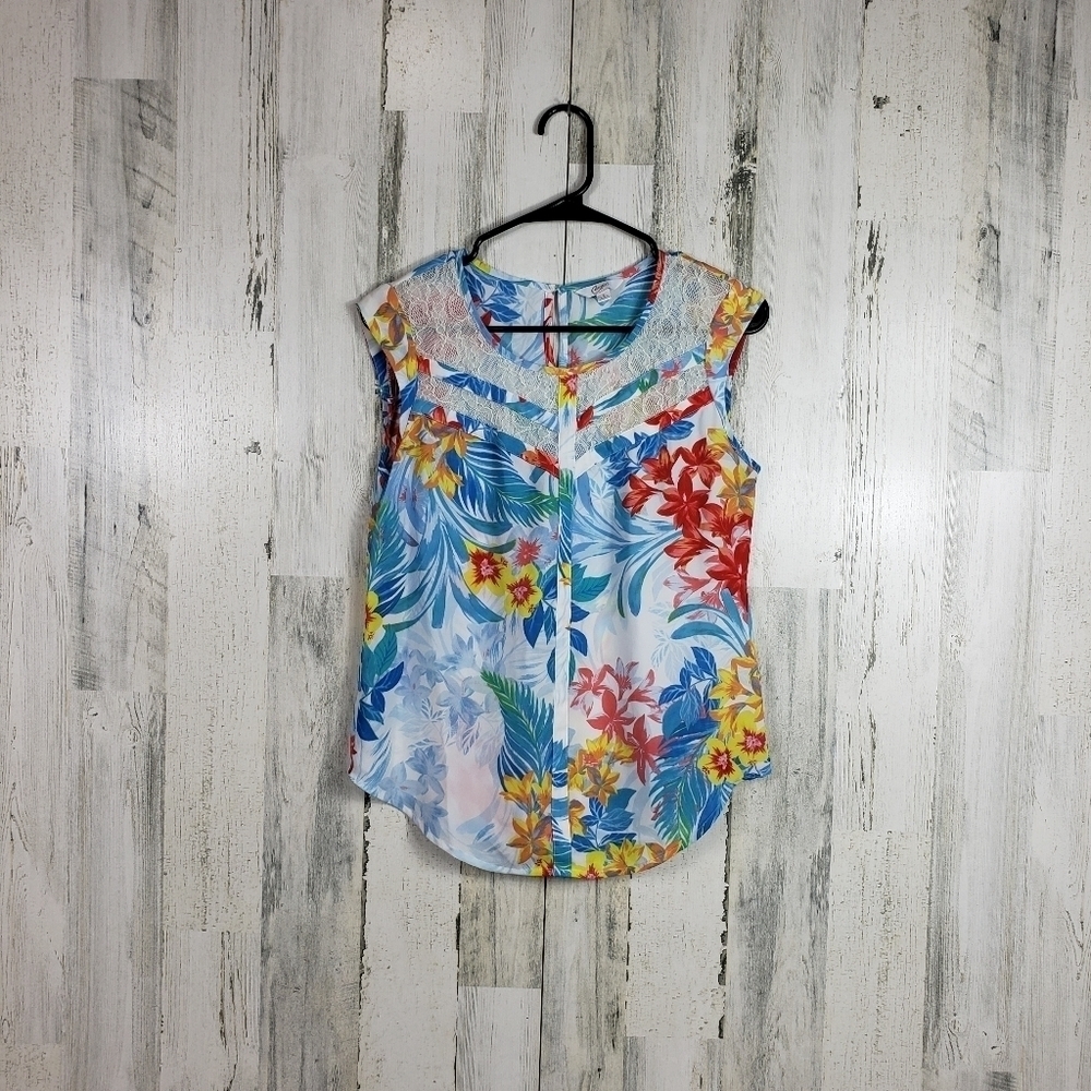 Candies colorful flower sheer top size small